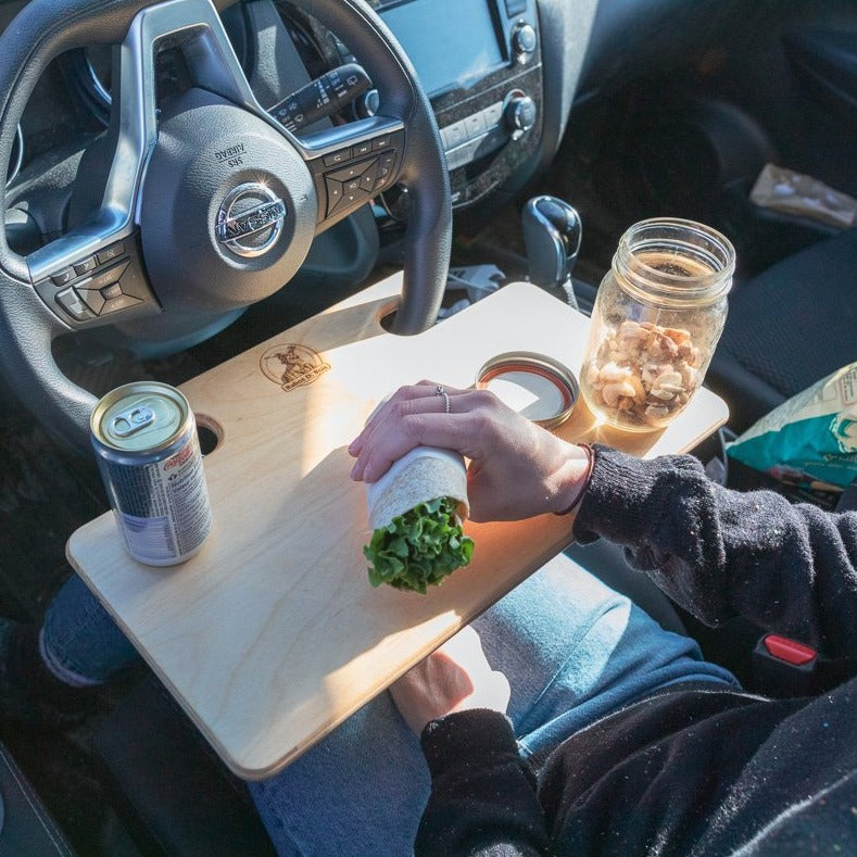 Tablette Ă volant en bois pour la voiture