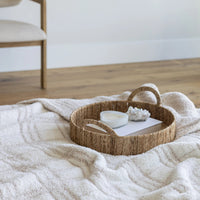 Blushing Beige & White Plaid Print Extended Throw