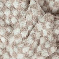 Blushing Beige & White Check Print Extended Throw