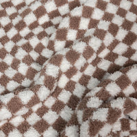 Chocolate Milk & White Check Print Extended Throw