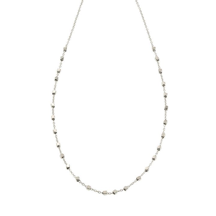 AUREOLE Silver (White Gold): Essential Daily Chain with Delicate Square Beads