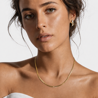 BAMBURG Gold: Star Embossed Snake Skin Textured Chain Necklace