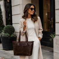 Classic Black Leather Tote Bag