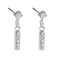 CAMDEN Silver (White Gold): Zirconia Embedded Bar & Mini Solitaire Combo Studs