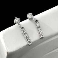 CAMDEN Silver (White Gold): Zirconia Embedded Bar & Mini Solitaire Combo Studs