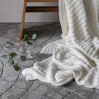 White Ribbed Extended Throw