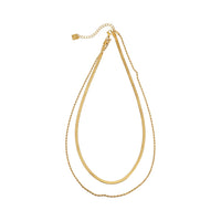 FAWZIA Gold: 2-Layered Flat Snake Chain & Rope Chain Necklace