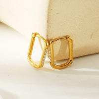 DEEQA Gold: Pavé Zirconia Rectangle Hoop Earrings