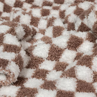 Chocolate Milk & White Check Print Extended Throw