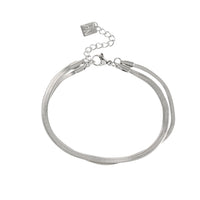 INESE Silver (White Gold): Snake-Skin Textured 2-Layer Bracelet