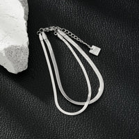INESE Silver (White Gold): Snake-Skin Textured 2-Layer Bracelet