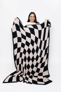Tap Shoe & Rainy Day Wavy Checker Print Extended Throw