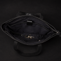 Classic Black Leather Tote Bag