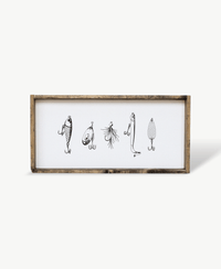 Fishing Lures Wood Sign - Vintage Cottage Wall Art