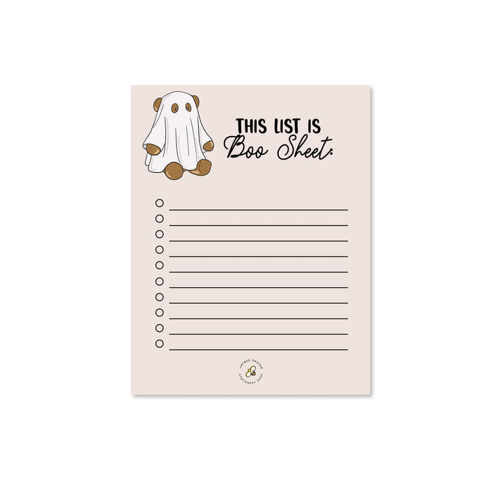 This List Is Boo Sheet Notepad
